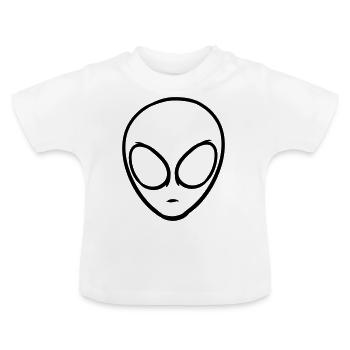 Alien / Alien Head - Baby Organic T-Shirt with Round Neck - white - Front