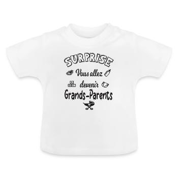 Body bébé annonce grossesse grands parents - T-shirt bio col rond Bébé - blanc - Devant