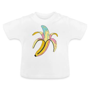 Bananen Pop Art - Baby Bio-T-Shirt mit Rundhals - Weiß - Vorne