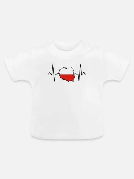 Polen poland Herzschlag - Baby Bio-T-Shirt mit Rundhals - Weiß