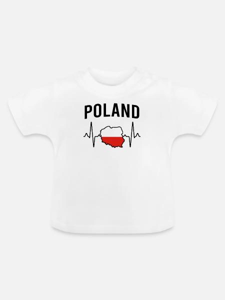 Polen poland Herzschlag - Baby Bio-T-Shirt mit Rundhals - Weiß