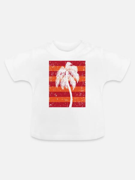 Palmen - Baby Bio-T-Shirt mit Rundhals - Weiß