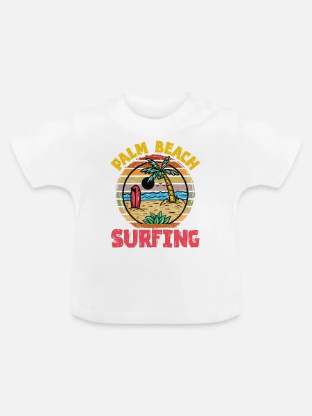 Palmen - Baby Bio-T-Shirt mit Rundhals - Weiß