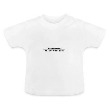 Reutlingen Koordinaten - Baby Bio-T-Shirt mit Rundhals - Weiß - Vorne