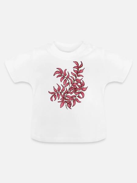 Rosa Pflanze - Baby Bio-T-Shirt mit Rundhals - Weiß