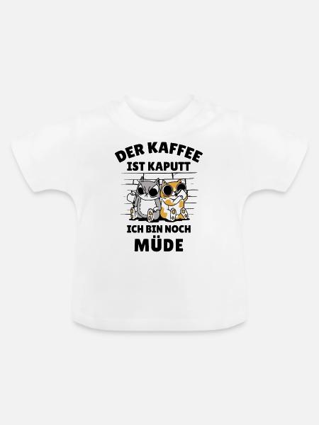 Kaffeetrinker Morgenmuffel Kaffeeliebhaber Katze - Baby Bio-T-Shirt mit Rundhals - Weiß