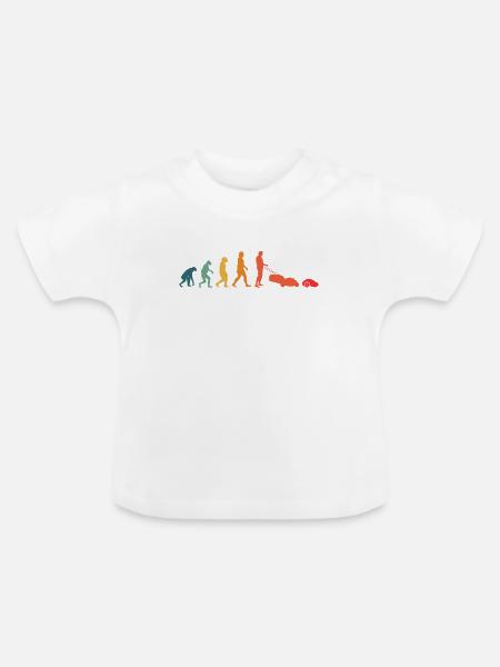 Mähroboter Evolution Retro Rasenroboter - Baby Bio-T-Shirt mit Rundhals - Weiß