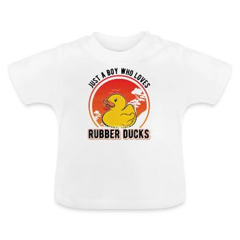 Canard en caoutchouc Jeune Canard grinçant Canard de bain - T-shirt bio col rond Bébé - blanc - Devant