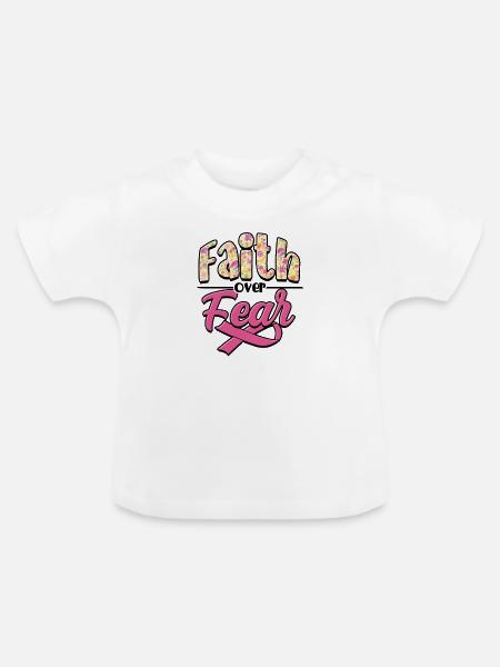 Glaube über Angst - Brustkrebs - Baby Bio-T-Shirt mit Rundhals - Weiß