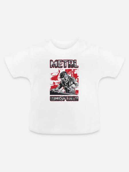 Schweißmetall Whisperer Schweißer - Baby Bio-T-Shirt mit Rundhals - Weiß