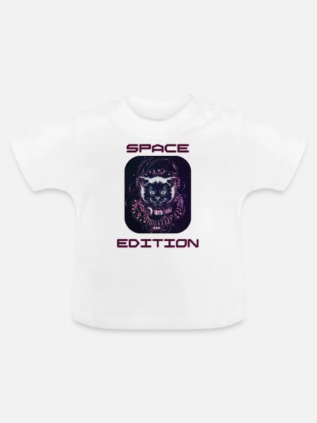 Space Cat - Baby Bio-T-Shirt mit Rundhals - Weiß