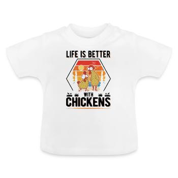 Chicken Farmer Chicken Coop - Baby Organic T-Shirt with Round Neck - white - Front