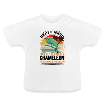 Chameleon Gift Chameleon - Baby Organic T-Shirt with Round Neck - white - Front