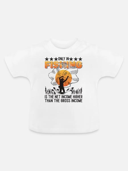 Net Income Angeln - Baby Bio-T-Shirt mit Rundhals - Weiß