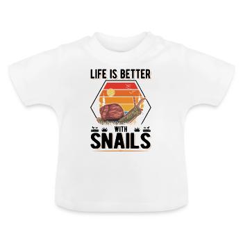 La vie est meilleure avec Snails Snail - T-shirt bio col rond Bébé - blanc - Devant