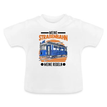 Meine Straßenbahn Meine Regeln Tram S-Bahn - Baby Bio-T-Shirt mit Rundhals - Weiß - Vorne
