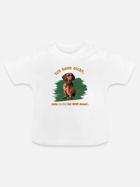 Dackel Design - Baby Bio-T-Shirt mit Rundhals - Weiß