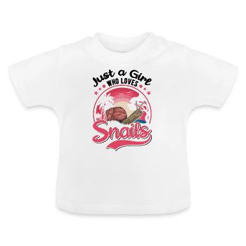 Schnecken Mädchen Snail Girl - Baby Bio-T-Shirt mit Rundhals - Weiß - Vorne