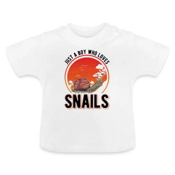Schnecke Junge Snail - Baby Bio-T-Shirt mit Rundhals - Weiß - Vorne