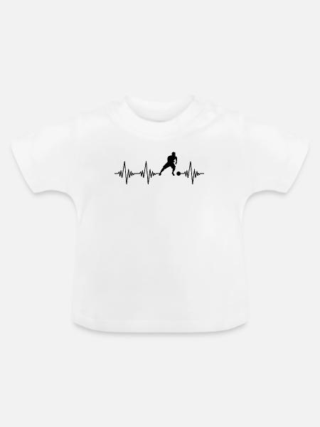 Fußball Herzschlag - Baby Bio-T-Shirt mit Rundhals - Weiß