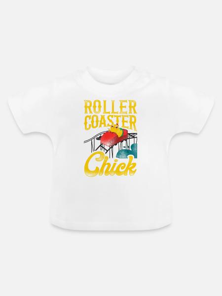 Roller Coaster Girl Chicken - Baby Bio-T-Shirt mit Rundhals - Weiß