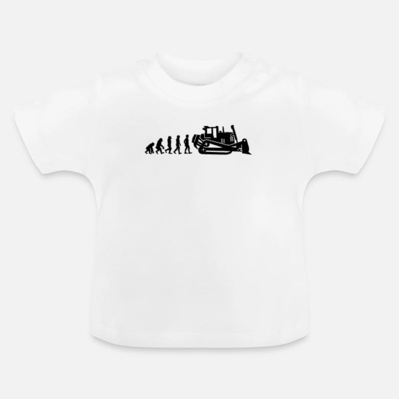 Bagger Planierraupe Bulldozer Bau Geschenkidee - Baby Bio-T-Shirt mit Rundhals - Weiß