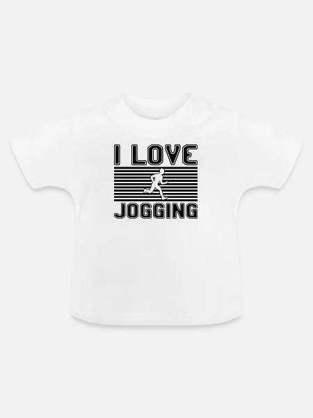 I love jogging - Baby Bio-T-Shirt mit Rundhals - Weiß