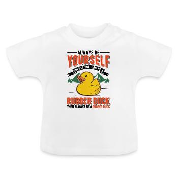 Canard en caoutchouc Canard grinçant Canard de bain - T-shirt bio col rond Bébé - blanc - Devant