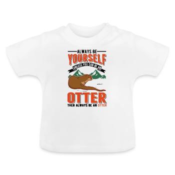 Otter Otter Sea Otter - Baby Organic T-Shirt with Round Neck - white - Front