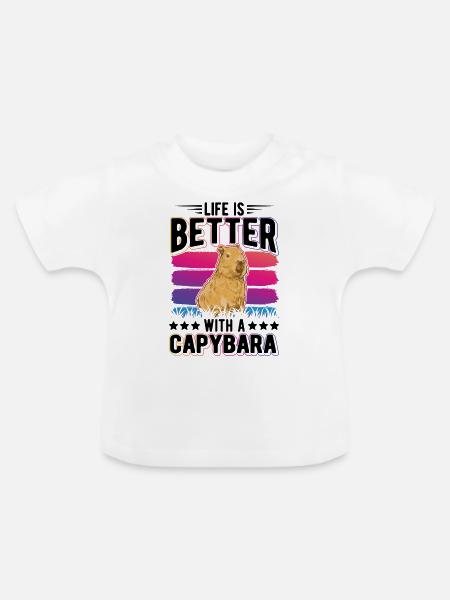 Life is better with a Capybara Wasserschwein - Baby Bio-T-Shirt mit Rundhals - Weiß