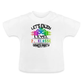 Level 2. CLASS keep calm and game on - Baby Organic T-Shirt with Round Neck - white - Front