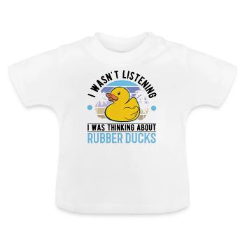 Canard en caoutchouc Canard grinçant Canard de bain - T-shirt bio col rond Bébé - blanc - Devant