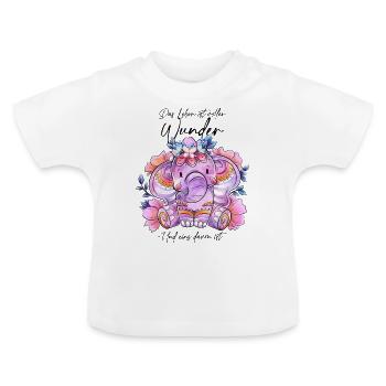 Baby Elefant - Baby Bio-T-Shirt mit Rundhals - Weiß - Vorne