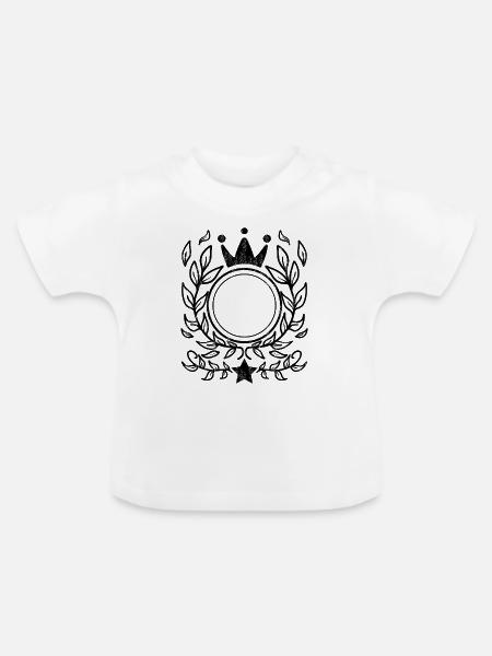 Ornament mit Krone - Baby Bio-T-Shirt mit Rundhals - Weiß
