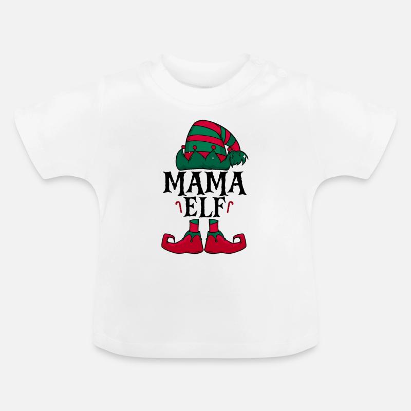 Noël Mama Elfe - T-shirt bio col rond Bébé - blanc
