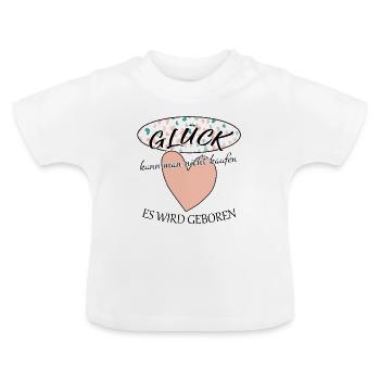 Geburt, Glück, Baby, Neugeborenes - Baby Bio-T-Shirt mit Rundhals - Weiß - Vorne