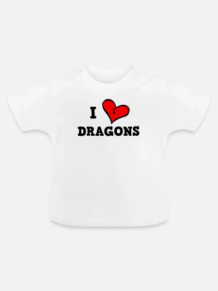Ich liebe Drachen - Baby Bio-T-Shirt mit Rundhals - Weiß