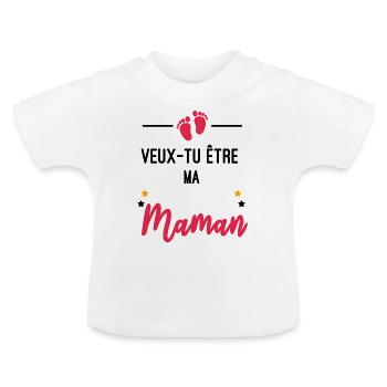 Veux tu être ma Maman bébé - T-shirt bio col rond Bébé - blanc - Devant