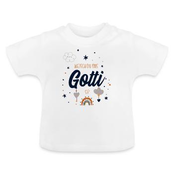Wetsch du mis Gotti si? Gotti - Baby Bio-T-Shirt mit Rundhals - Weiß - Vorne
