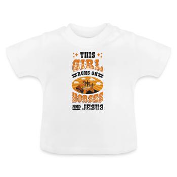 Cette fille court sur des chevaux et Jésus. - T-shirt bio col rond Bébé - blanc - Devant