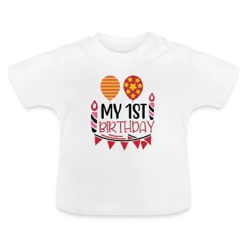 Mon 1er anniversaire - T-shirt bio col rond Bébé - blanc - Devant