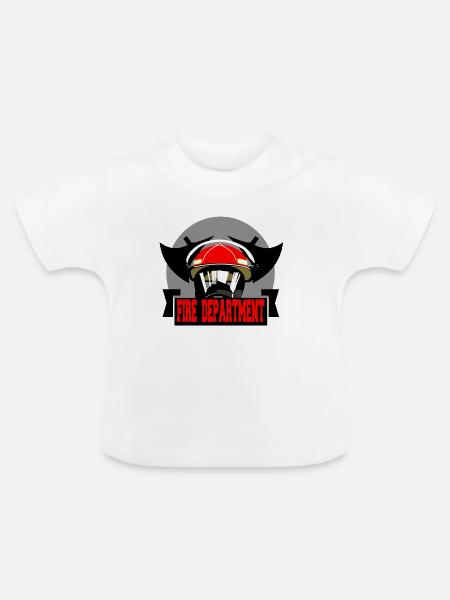 Feuerwehrhelm - Baby Bio-T-Shirt mit Rundhals - Weiß