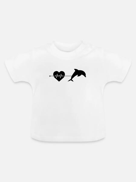 Delfin Herzschlag - Baby Bio-T-Shirt mit Rundhals - Weiß