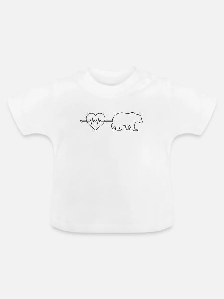 Bär Herzschlag - Baby Bio-T-Shirt mit Rundhals - Weiß