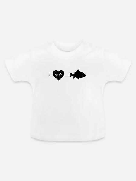Fisch Herzschlag - Baby Bio-T-Shirt mit Rundhals - Weiß