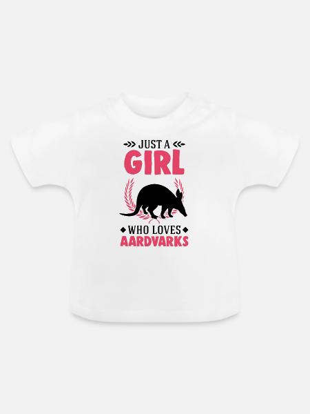 Erdferkel Mädchen Aardvark - Baby Bio-T-Shirt mit Rundhals - Weiß