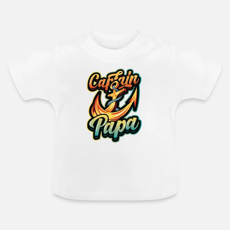 Capitaine Papa Boating - T-shirt bio col rond Bébé - blanc