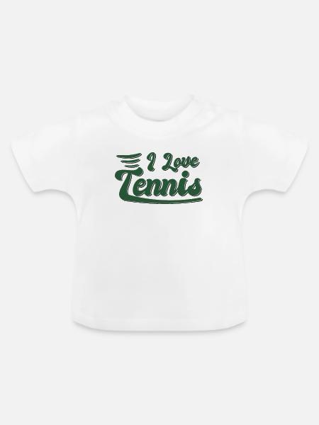 Ich liebe Tennis - Baby Bio-T-Shirt mit Rundhals - Weiß