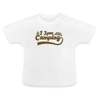 I love camping - Baby Organic T-Shirt with Round Neck - white - Front