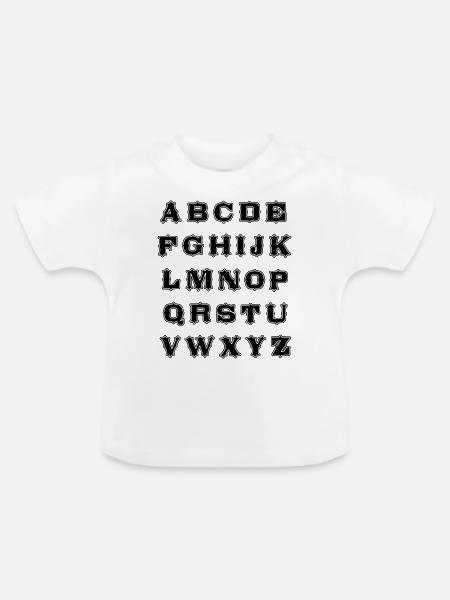 Alphabet - Baby Bio-T-Shirt mit Rundhals - Weiß